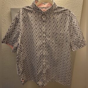 Johnston & Murphy Multicolor Allover‎ Oar Print Button Down Shirt Mens Size XL